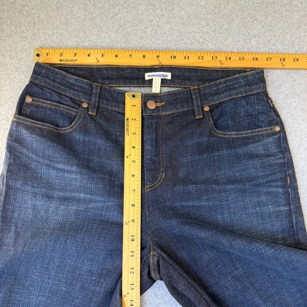Eileen Fisher Size 8‎ Dark Wash Crop Jeans Denim Rolled Hem Straight High Rise